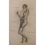 Attributed to Henri Lebasque (1865-1937) French. Study of a Standing Nude Woman, Charcoal, Signed in