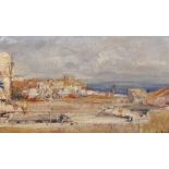 Follower of Eugene Boudin (1824-1898) French. A Village Scene with a Coast Beyond, Oil on Board,