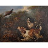 George Armfield (1808-1893) British. Spaniels in the Undergrowth, Putting up a Pheasant, Oil on