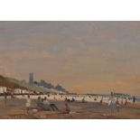 Roy Petley (1951 ) British. "Cromer Beach", Oil on Board, Signed, and Inscribed with Title on