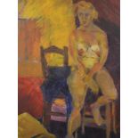 Circle of John Rivers Coplans (1920-2003) British/American. Study of a Seated Nude Lady, Oil on