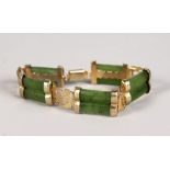 A CHINESE JADE AND SILVER BRACELET.