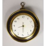 A GOOD LATE 18TH CENTURY FRENCH CIRCULAR SEDAN CLOCK, mahogany case with brass surround, black and