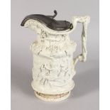 A CHARLES MEIGH BACCHUS JUG, GREEK MYTHOLOGY, with fruiting vines and figures. 10.5ins high, with