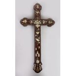 A SUPERB HONGMU CROSS INLAID WITH MOTHER-OF-PEARL. 18ins long.