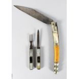 A SCOTTISH KNIFE AND FORK and FOLDING KNIFE (3).