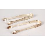 TWO PAIRS OF GEORGE III BRIGHT CUT SUGAR TONGS.