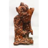 AN IMPRESSIVE CHINESE CARVED ROOT WOOD GROUP OF LARGE SIZE, carved with figures carrying out various