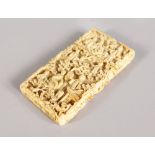 A CANTON CARVED IVORY CALLING CARD CASE. 3.25ins.