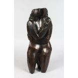 AFTER OSSIP ZADKINE (1890-1967) RUSSIAN AN ABSTRACT STANDING BRONZE OF TWO YOUNG LOVERS, signed O.
