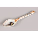 AN 18TH CENTURY OR EARLIER PESARO MAJOLICA SPOON painted with flowers.