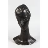 AFTER WILHELM LEHMBRUCK (1881-1919) GERMAN A BRONZE FEMALE BUST, signed W. LEHMBRUCK, with foundry