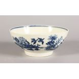 A WORCESTER BLUE AND WHITE BOWL, Crescent Mark in Blue. 6ins diameter.
