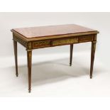 A GOOD 19TH CENTURY MAHOGANY RECTANGULAR TOP LIBRARY TABLE, in the manner of PAUL SORMANI, with