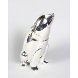 AN ART DECO DESIGN PLATED SEATED BEAR COCKTAIL SHAKER. 10ins high.