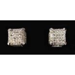 AN IMPRESSIVE PAIR OF WHITE GOLD AND DIAMOND EARRINGS in the form of cubes, 2.5CTS.