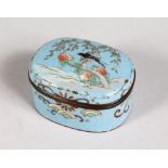 A SMALL JAPANESE CLOISONNE ENAMEL BOX AND COVER, the lid with birds.