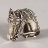 A SILVER HORSES HEAD VESTA.