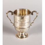 A CONTINENTAL SILVER TWIN HANDLED PEDESTAL TROPHY CUP, engraved 1922, B.A.O.R. INTER ALLIED 440