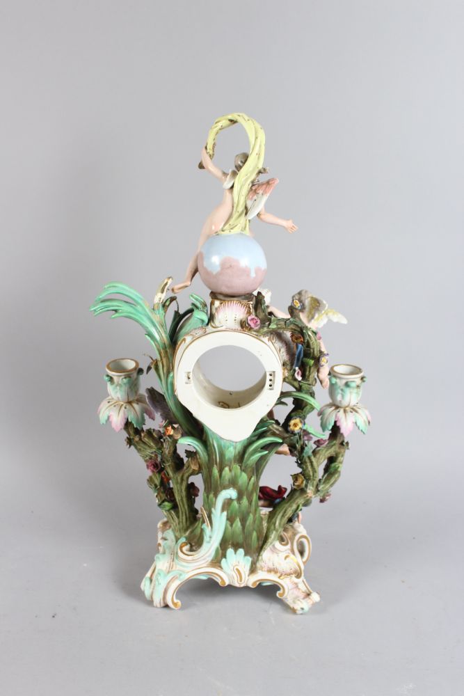 A GOOD 19TH CENTURY MEISSEN PORCELAIN CLOCK CASE, CIRCA. 1860, mounted with classical figures and - Image 2 of 2