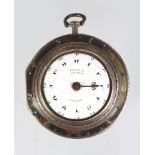 A GEORGE III SILVER VERGE POCKET WATCH, in a tortoiseshell outer case by GEORGE CHARLES, LONDON,