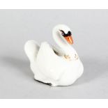 A MINIATURE CHAMBERLAIN'S WORCESTER WHITE SWAN, CIRCA. 1800. Printed Chamberlain's Mark. 2ins