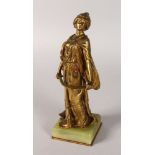 E. WANTE A GOOD 1920'S AUSTRIAN GILT BRONZE OF A YOUNG TURKISH GIRL, holding a curving sword.