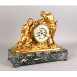 A VERY GOOD LATE 19TH CENTURY FRENCH GILT BRONZE CASED CLOCK by HENRY MARC, PARIS, No. 57041, CIRCA.