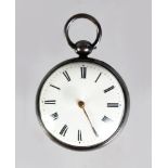 A PLAIN GEORGE III SILVER VERGE POCKET WATCH by JAMES McCABE, LONDON, No. 3549, with black and white