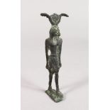 AN EASTERN BRONZE FIGURE. 4.5ins high.