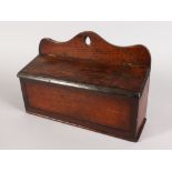 AN 18TH CENTURY OAK CANDLE BOX with lift up flap. 12.5ins wide.