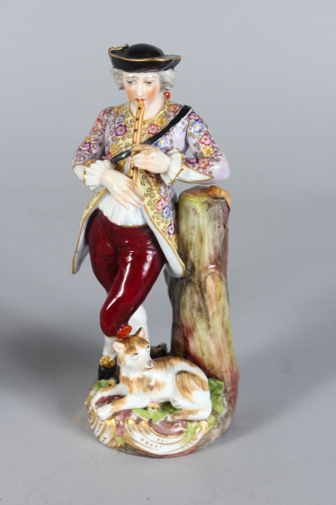 TWO MEISSEN PORCELAIN FIGURES OF A DANDY with sword and plumed hat, and another with a young man - Image 3 of 5