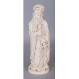 A GOOD LARGE LATE 19TH/EARLY 20TH CENTURY CHINESE IVORY CARVING OF A STANDING SAGE, weighing approx.