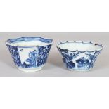 A CHINESE KANGXI PERIOD BLUE & WHITE OCTAGONAL PORCELAIN TEABOWL, 2.4in wide & 1.5in high;