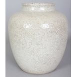 A CHINESE CRACKLEGLAZE PORCELAIN JAR, of ovoid form, 7.75in wide at widest point & 8.75in high.