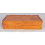 A GOOD QUALITY 20TH CENTURY CHINESE RECTANGULAR BAMBOO BOX & COVER, with rounded corners, the