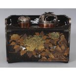 A GOOD JAPANESE MEIJI PERIOD TOBAKOBON, the two coppered containers with good quality butterfly