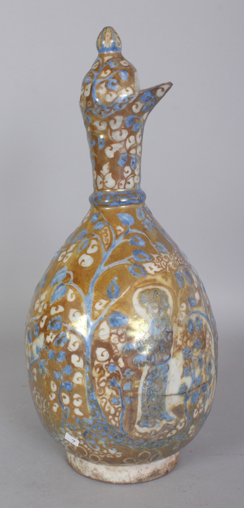 A PERSIAN SAFAVID LUSTRE GLAZED POTTERY EWER, 17th Century or later, decorated in slightly moulded - Bild 3 aus 8