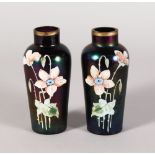 A PAIR OF LOETZ STYLE VASES, painted with narcissi 5.5in high