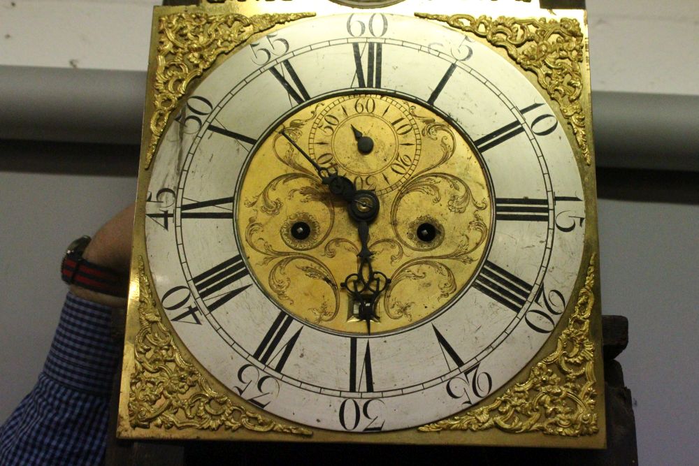 A GOOD LARGE 18TH CENTURY DUTCH MARQUETRY LONG CASE CLOCK, the movement by ARCHIE LAWRIE, - Image 4 of 6