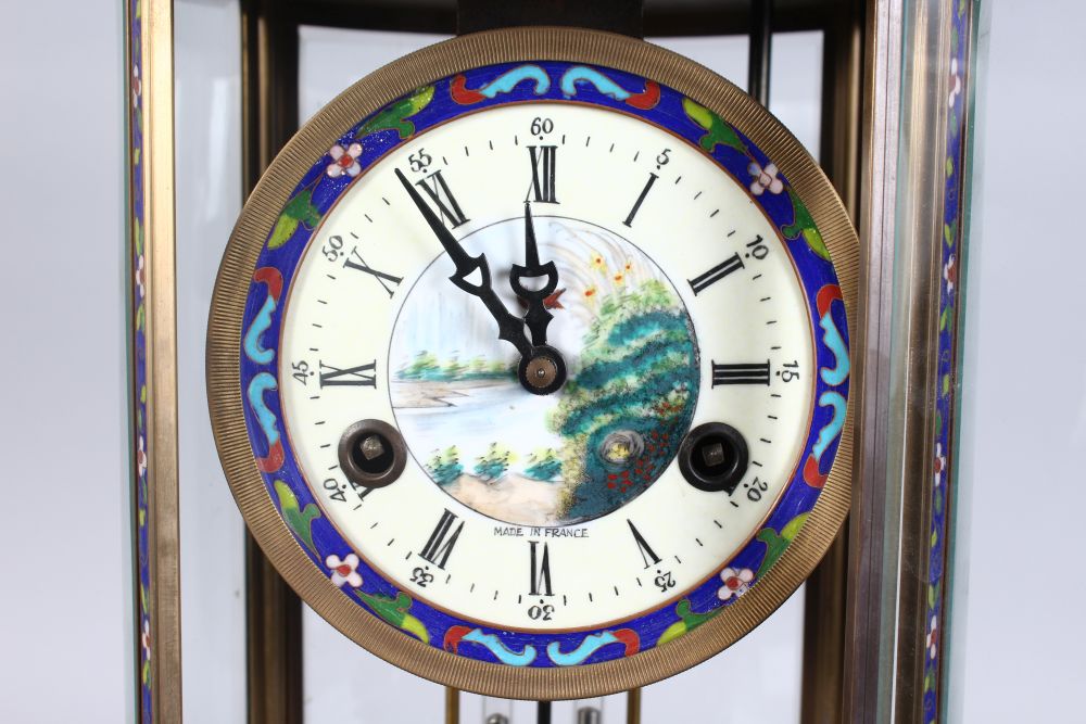 AN UNUSUAL CLOISONNE ENAMEL CLOCK, 20TH CENTURY, of pagoda form, with a painted dial, 2ft 8in high - Image 2 of 4
