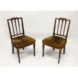 A PAIR OF EARLY 20TH CENTURY HEPPLEWHITE STYLE MAHOGANY DINING CHAIRS, with overstuffed