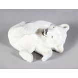 A ROYAL COPENHAGEN GROUP OF PLAYFUL POLAR BEAR No:729 4.5 in long