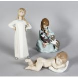 THREE LLADRO PORCELAIN FIGURES