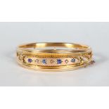 A GOOD VICTORIAN GOLD BRACELET, set with diamonds and sapphires