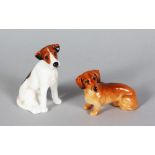 TWO SMALL ROYAL DOULTON DOGS K17 AND no number. 2.5in long x 2.25in high