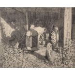 N...Ward (20th Century) British. A Tractor in a Barn, Artist's Proof, Signed and Dated '86 in