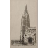 Frederick Landseer Griggs (1876-1938) British. "St. Wedred's", Etching, Signed in Pencil, and