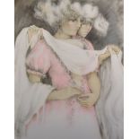 20th Century French School. Study of Two Ladies, Lithograph, Indistinctly Signed and Numbered 56/200