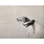 19th Century English School. Study of Two Greyhound Heads, Etching, Indistinctly Signed in Pencil,